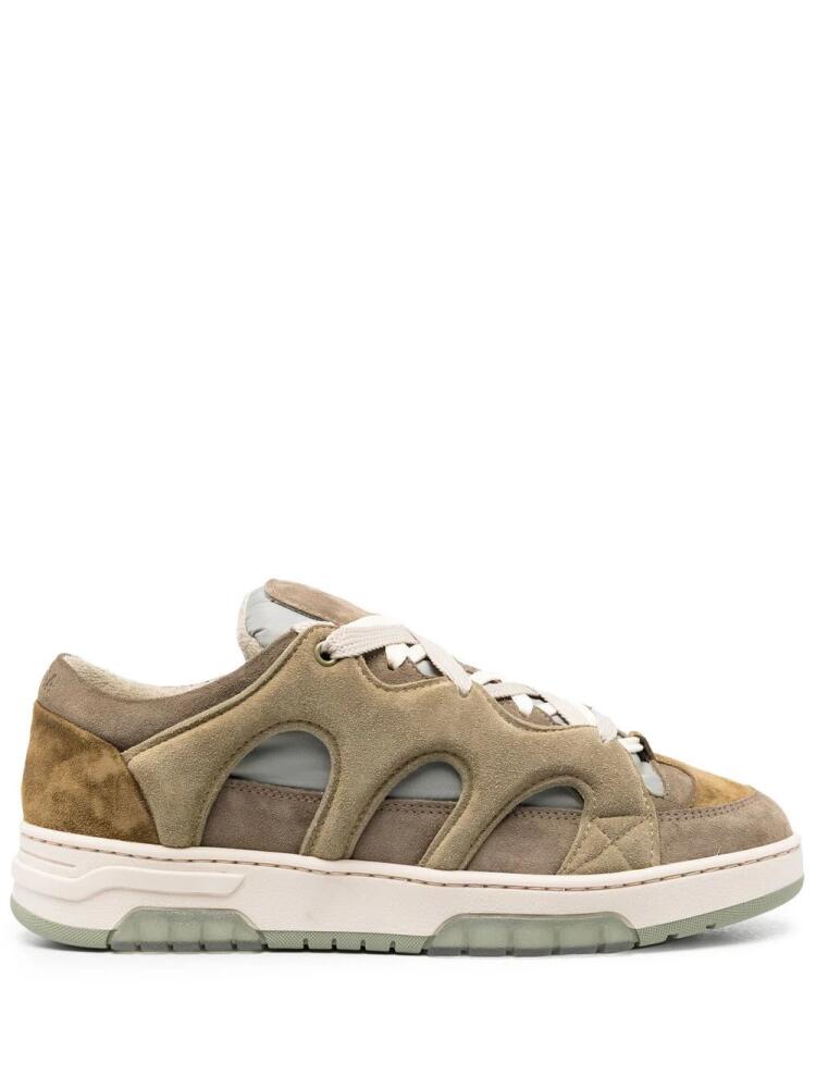 Paura panelled lace-up sneakers - Green Cover