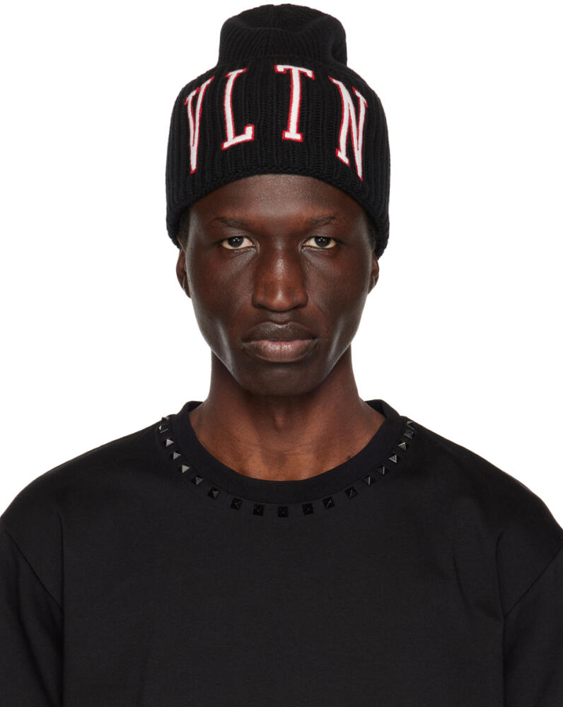 Valentino Garavani Black 'VLTN' Beanie Cover