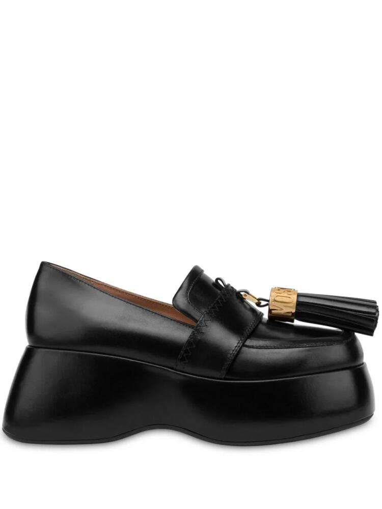 Moschino tassel-charm leather loafers - Black Cover