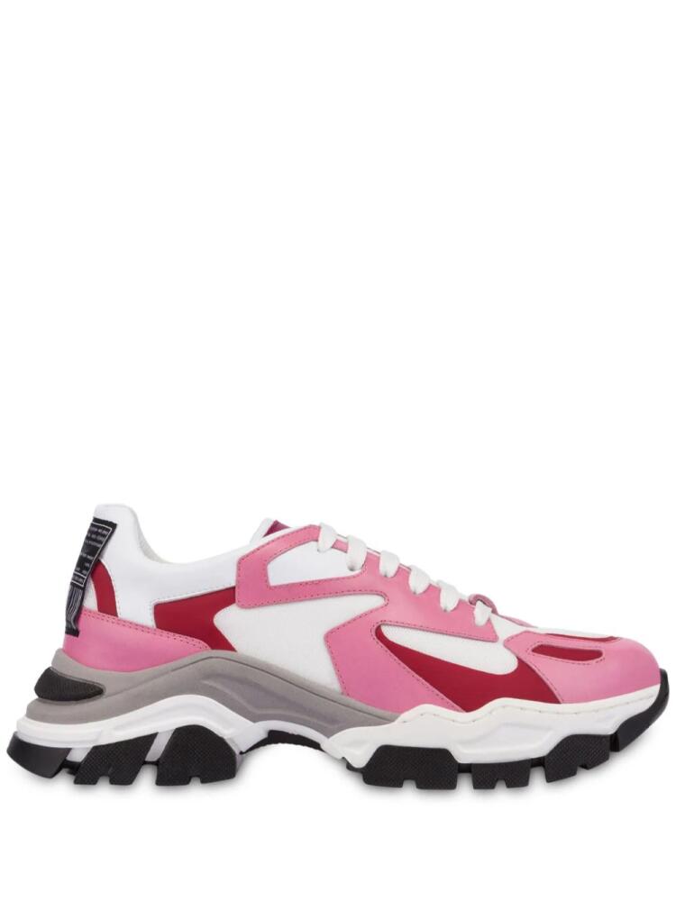 Moschino panelled lace-up sneakers - Pink Cover