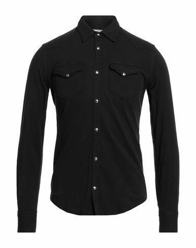 Aglini Man Shirt Black Cotton, Elastane Cover