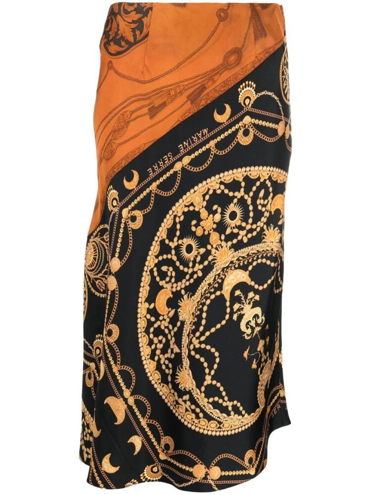 Marine Serre regenerated jewellery-print silk skirt - Orange Cover