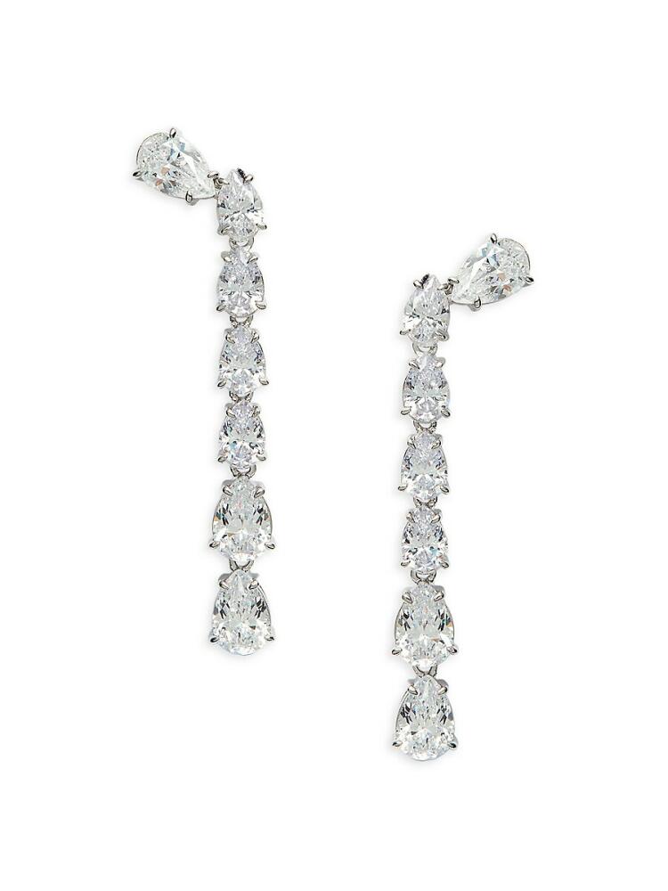 Adriana Orsini Women's Colette Cascade Rhodium Plated & Cubic Zirconia Drop Earrings Cover