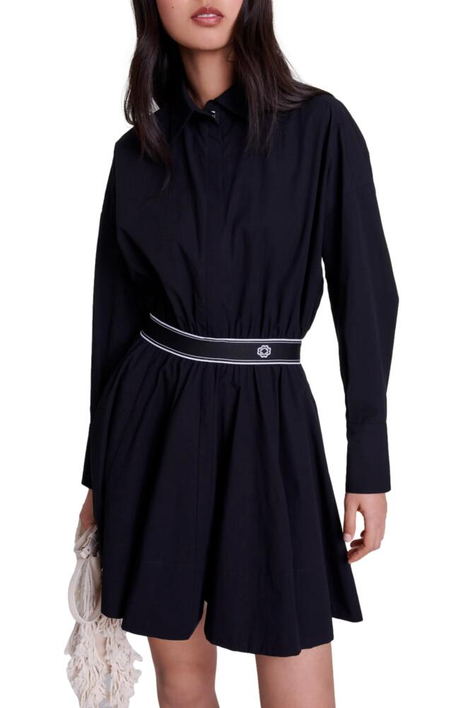 maje Short elasticated shirt dress in Black Cover