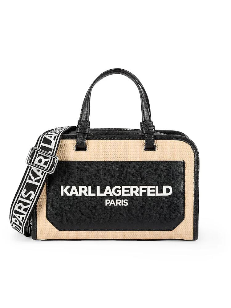 Karl Lagerfeld Paris Women's Logo Top Handle Bag - Black White Cover