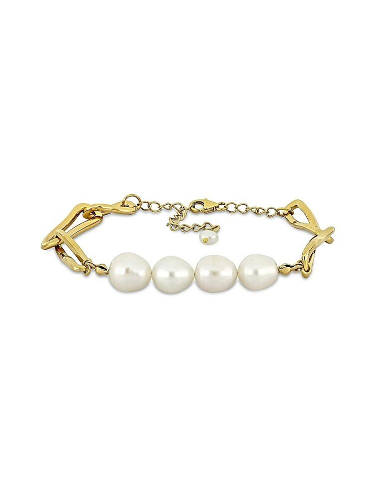 Sonatina Women's 14K Goldplated & 5-9.5MM Freshwater Cultured Pearl Bracelet Cover