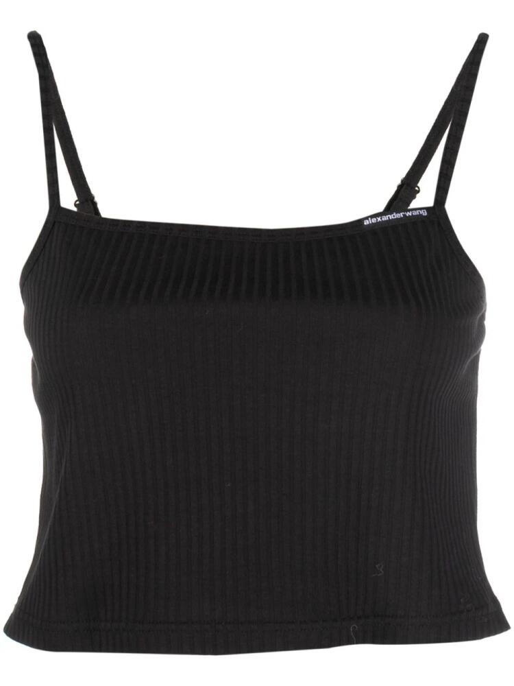 Alexander Wang cropped ribbed-knit tank top - Black Cover