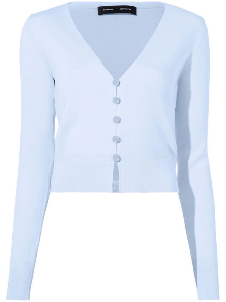 Proenza Schouler sky blue silk Addie cardigan Cover