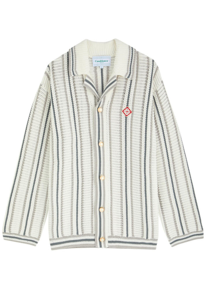 Casablanca Striped Crochet-knit Shirt - Grey Cover