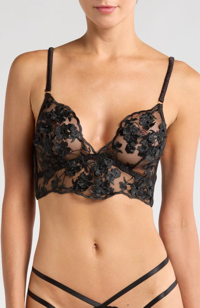 KILO BRAVA Floral Embroidered Longline Bralette in Black Cover