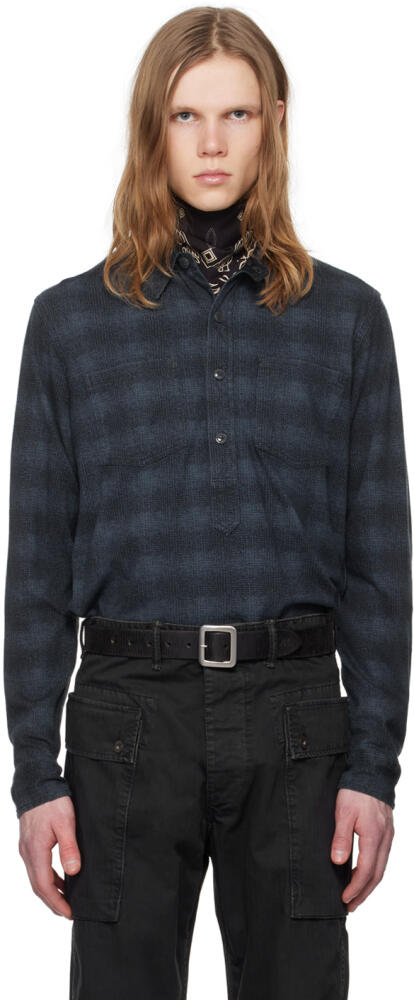 RRL Navy Check Shirt Cover