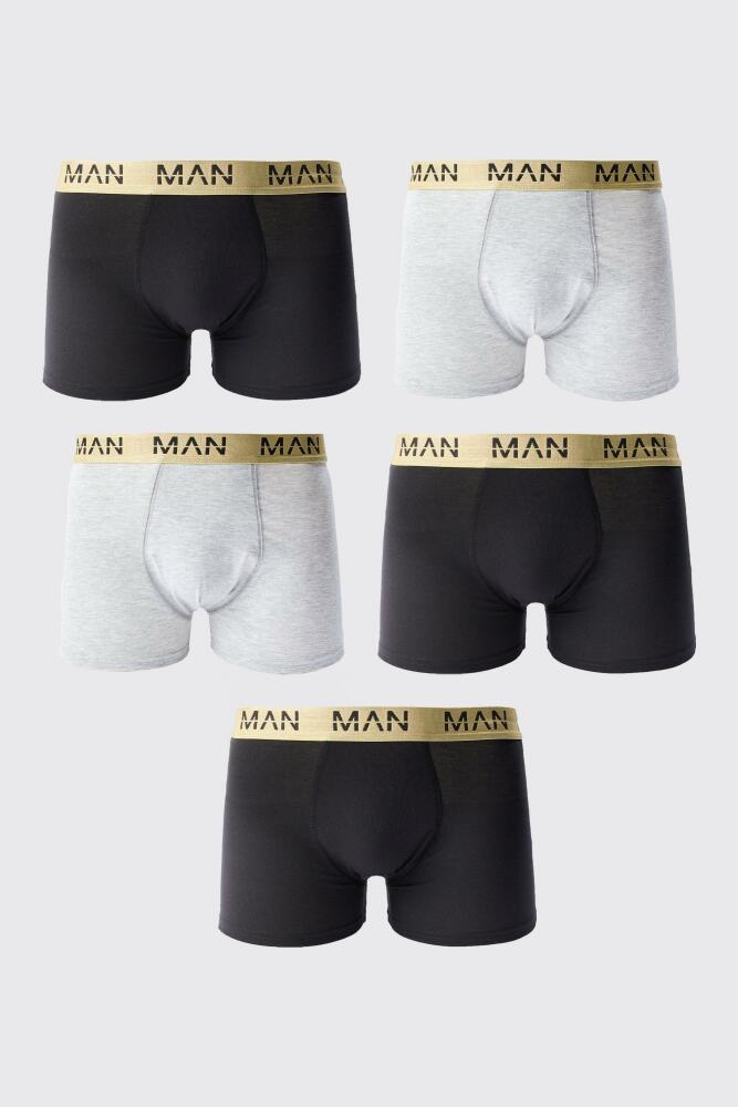 boohoo Mens 5 Pack Man Dash Gold Waistband Boxers - Multi Cover