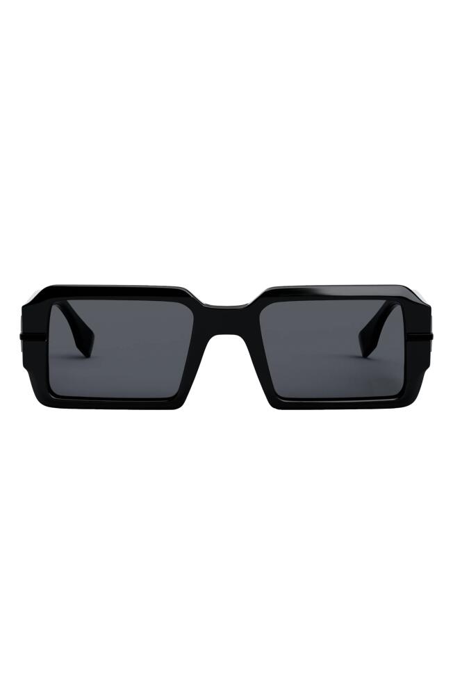 'Fendigraphy 52mm Geometric Sunglasses in Shiny Black /Smoke Cover