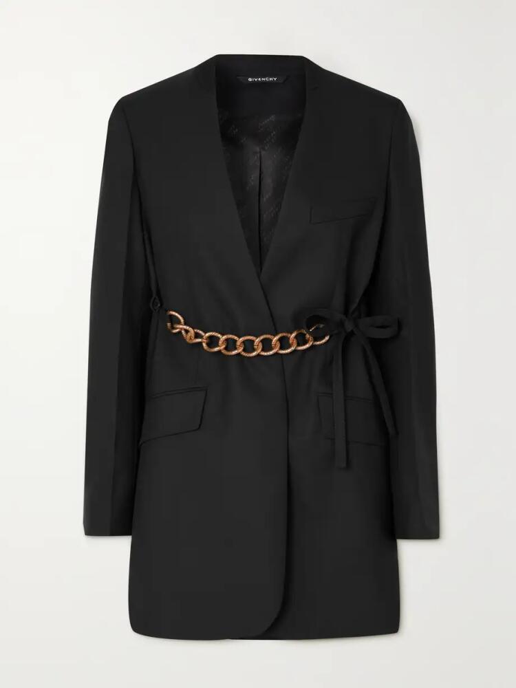 Givenchy - Chain-embellished Wool Wrap Blazer - Black Cover