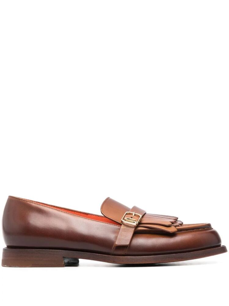 Santoni fringe-detail leather loafers - Brown Cover