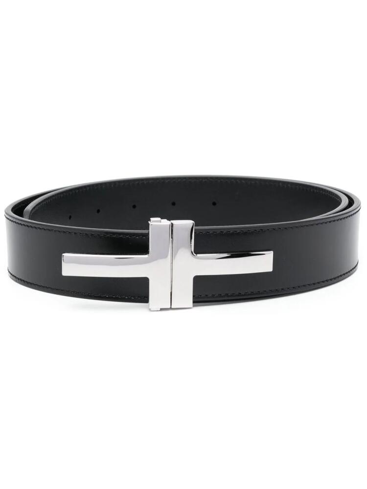 TOM FORD logo-plaque leather belt - Black Cover