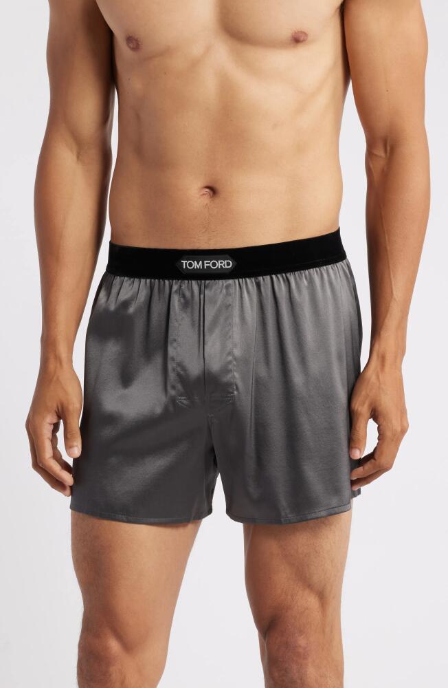 TOM FORD Stretch Silk Boxers in Slate Cover