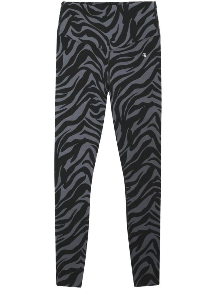 ANINE BING Black zebra-print leggings Cover