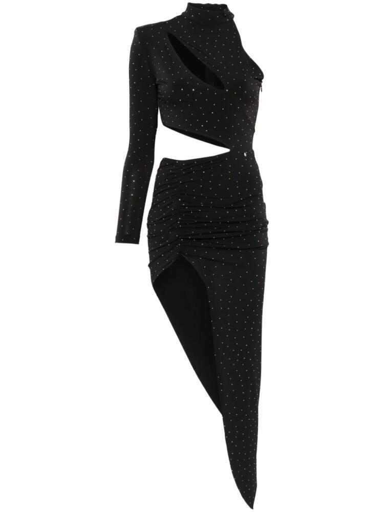 NISSA crystal-embellished asymmetric midi dress - Black Cover