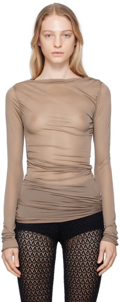 Blumarine Taupe Semi-Sheer Blouse Cover