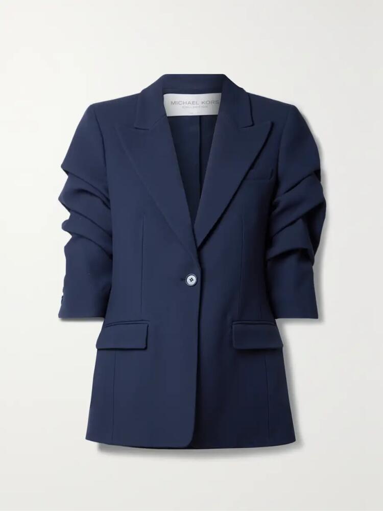 MICHAEL KORS COLLECTION - Cate Gathered Crepe Blazer - Blue Cover