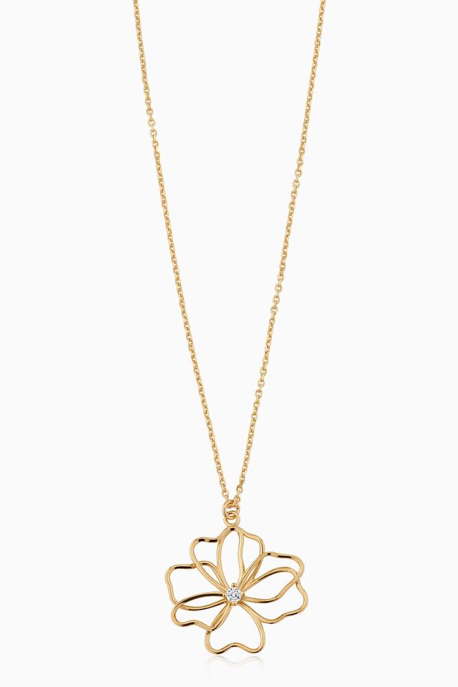 Oradina 14K Yellow Gold Full Bloom Pendant Necklace Cover