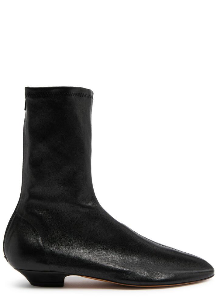 Khaite Apollo 25 Leather Ankle Boots - Black Cover