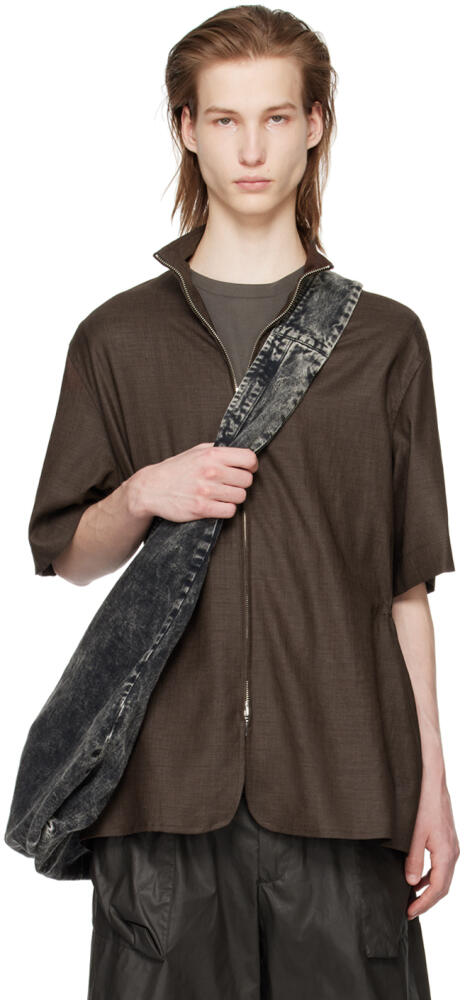 Omar Afridi Brown Elasticized Shirt Cover