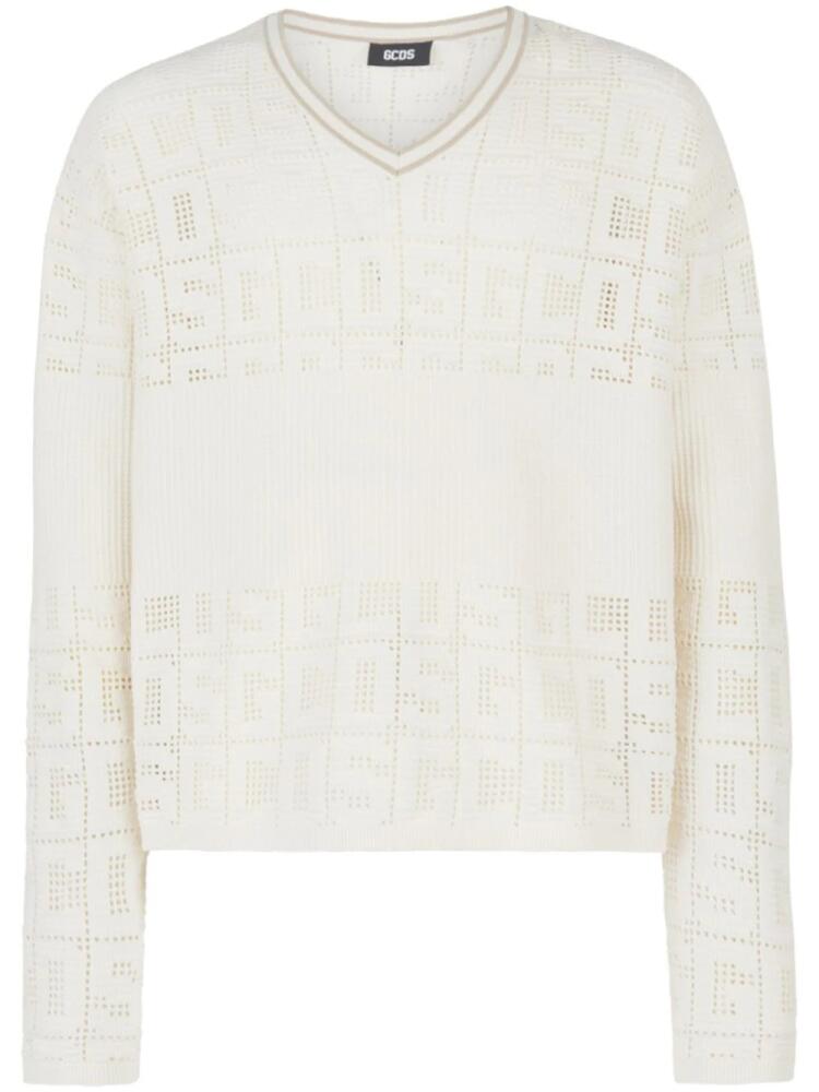 GCDS monogram-macramé jumper - White Cover