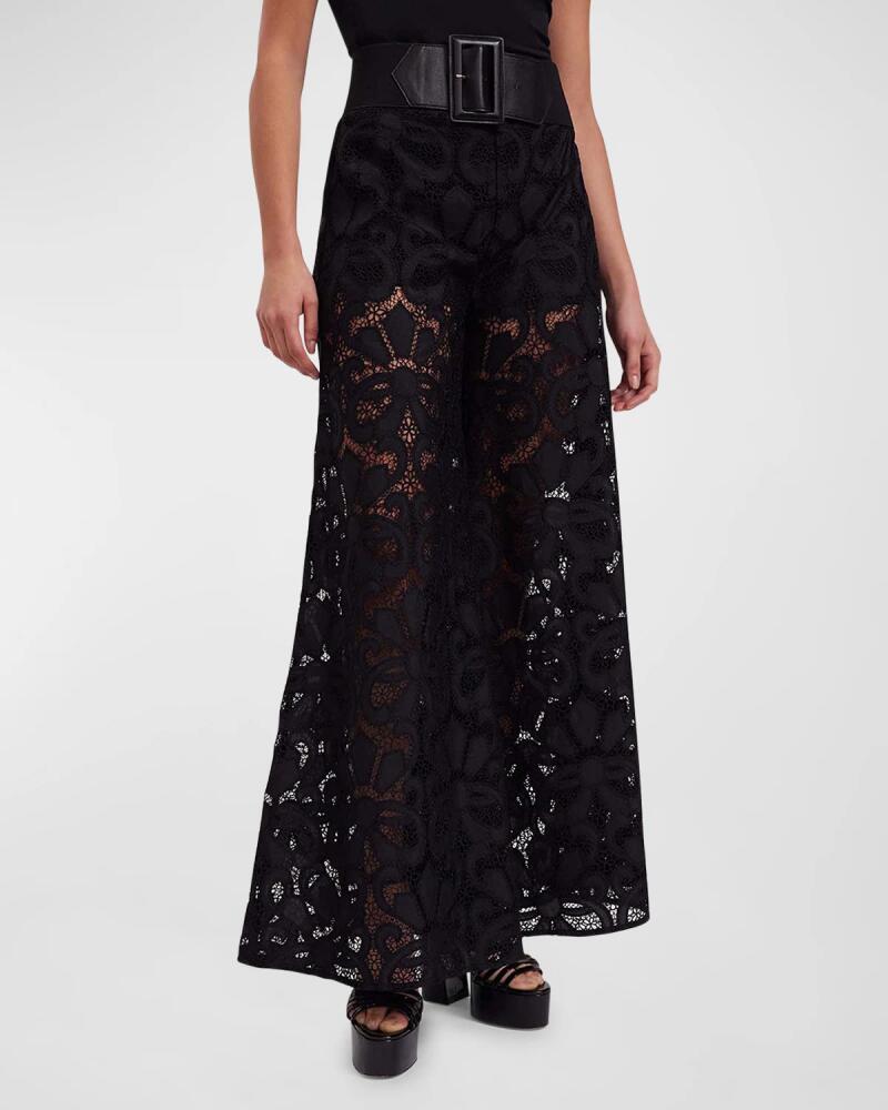 Anne Fontaine Clotilde Wide-Leg Floral Lace Pants Cover