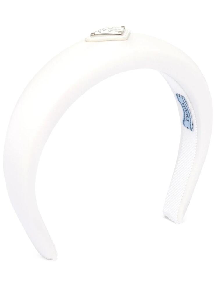 Prada Re-Nylon logo-plaque headband - White Cover