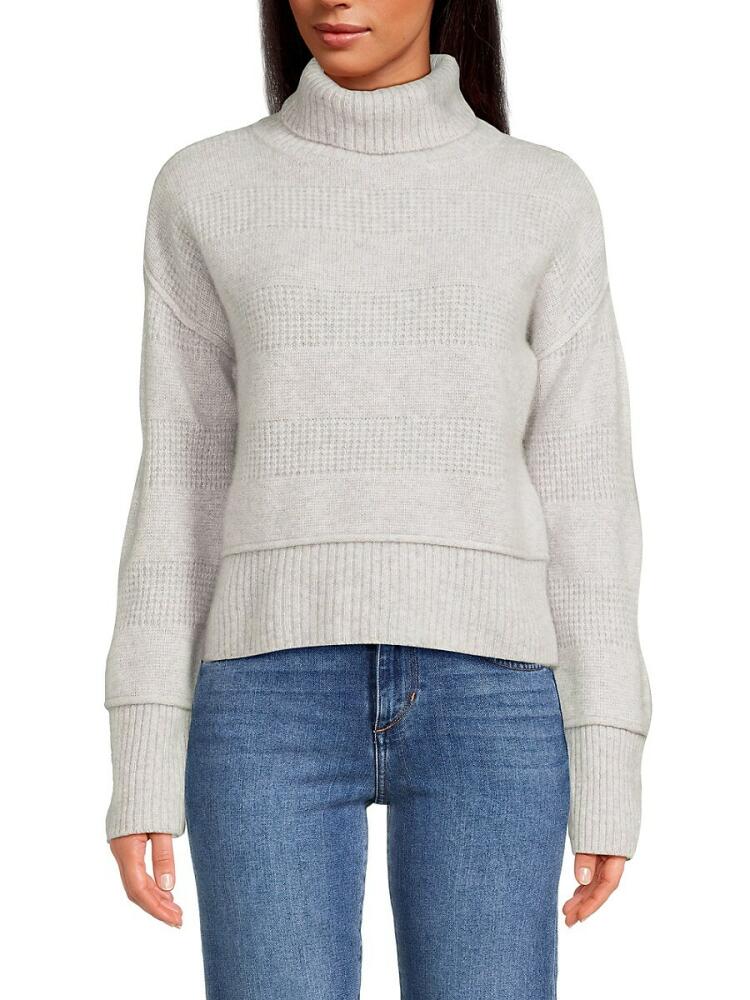 Design 365 Women's Woven Cashmere Turtleneck Sweater - Foggy Cover