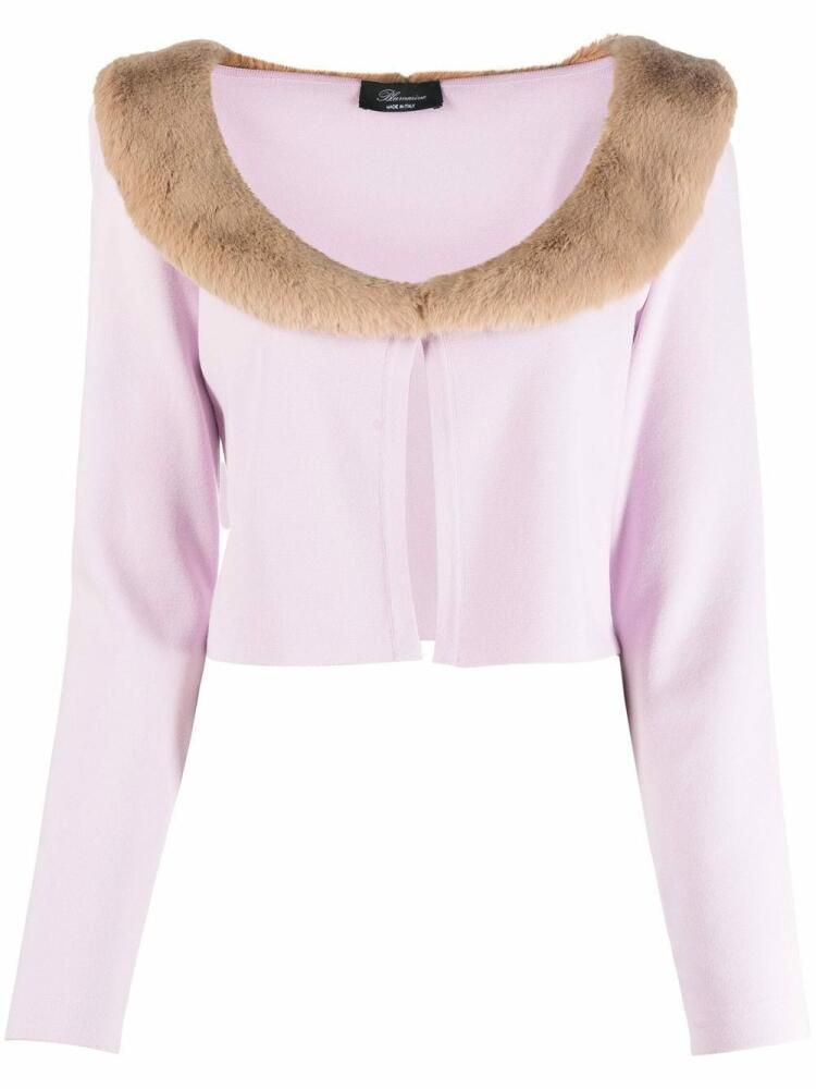 Blumarine oversized-collar cropped cardigan - Purple Cover