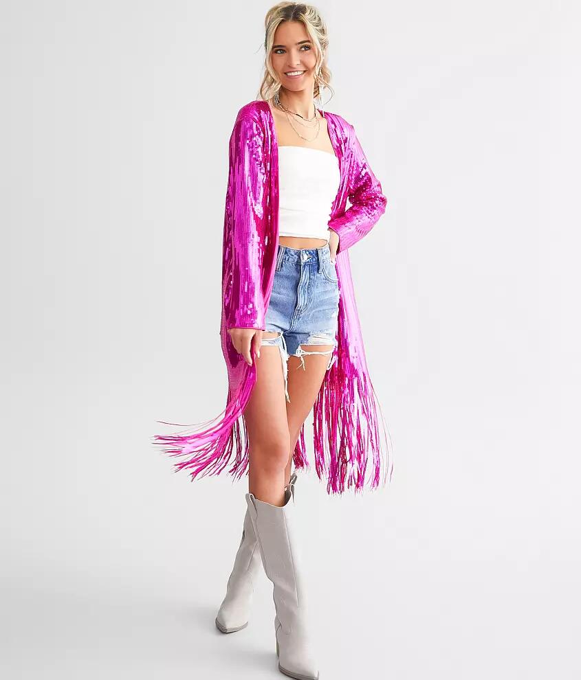 Blue B Star Sequin Fringe Cardigan Cover