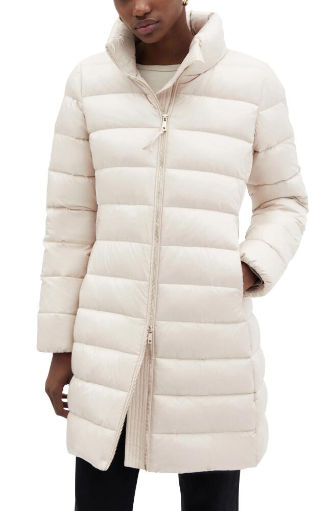 MANGO Quilted Water Repellent Down Coat in Beige Cover