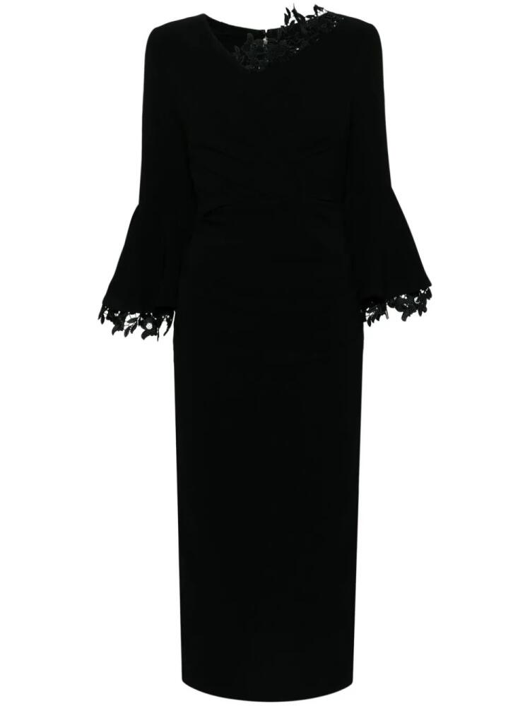 Talbot Runhof lace-trim draped midi dress - Black Cover