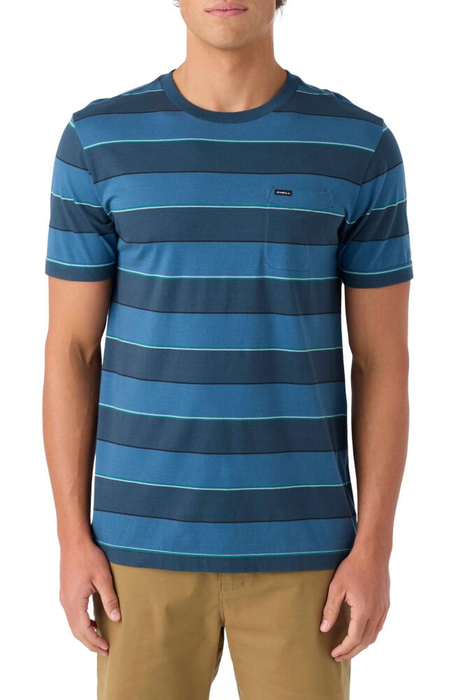 O'Neill Bolder Stripe Cotton Pocket T-Shirt in Real Teal Cover