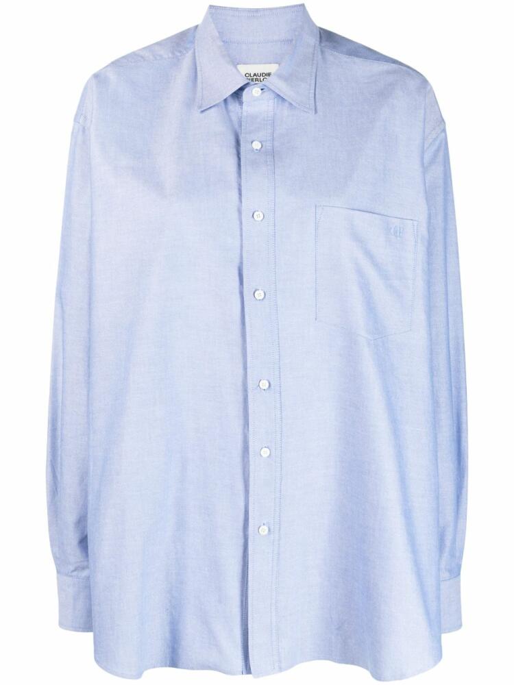 Claudie Pierlot logo-embroidered long-sleeve shirt - Blue Cover