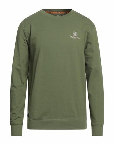 Aquascutum Man Sweatshirt Military green Cotton Cover