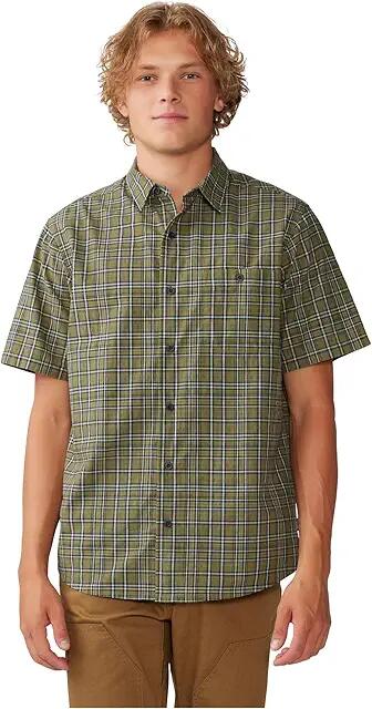 Mountain Hardwear Big Cottonwood Short Sleeve Shirt (Combat Green Canopy Plaid) Men's Short Sleeve Button Up Cover