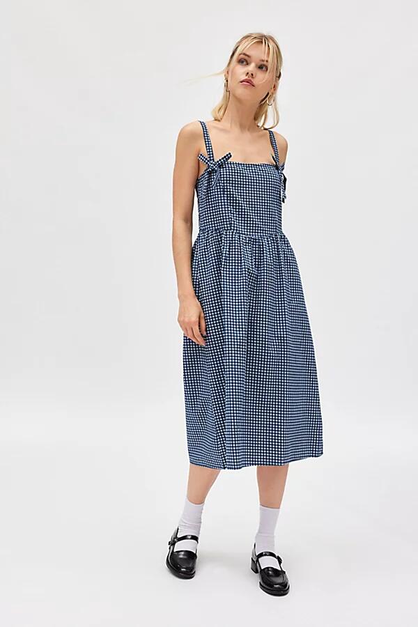 Motel Sloane Gingham Bow Detail Midi Dress in Blue Cover