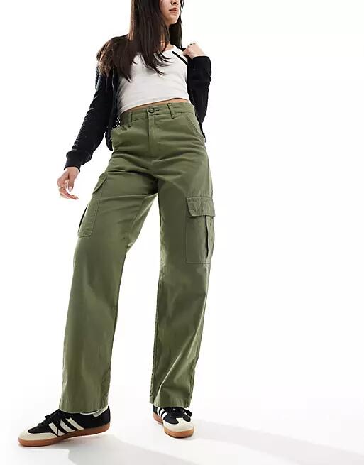 French Connection twill cargo pants in khaki-Green Cover