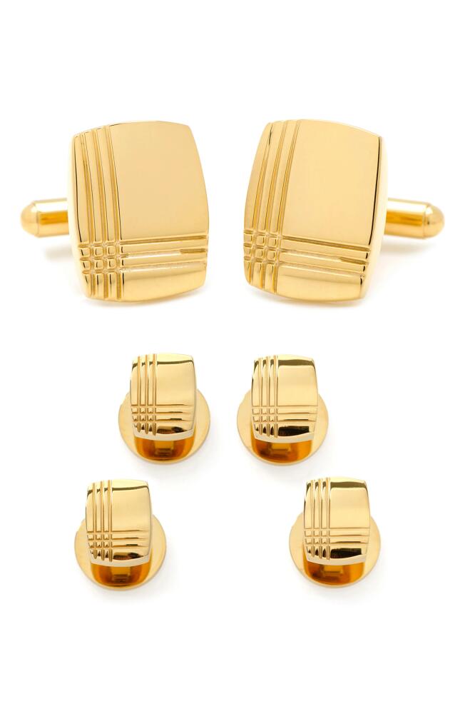 Cufflinks, Inc. Tartan Embossed Cuff Links & Shirt Studs Set in Gold Cover