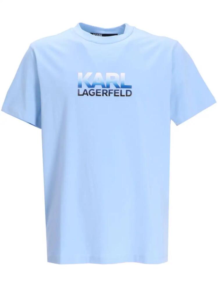 Karl Lagerfeld logo-print stretch-cotton T-shirt - Blue Cover