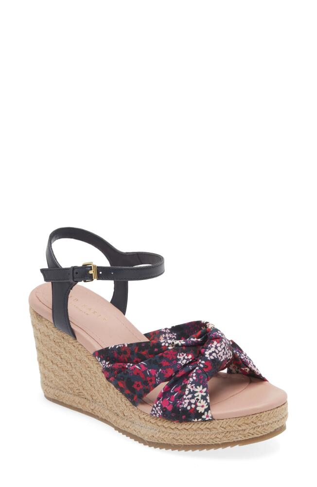 Ted Baker London Taylina Floral Espadrille Wedge Sandal in Navy Cover