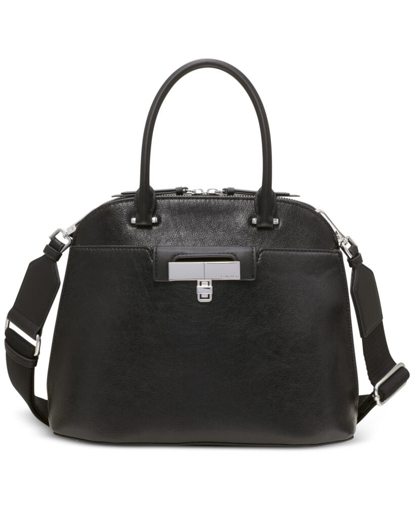 Calvin Klein Becky Convertible Turnlock Dome Satchel - Black Silv Cover