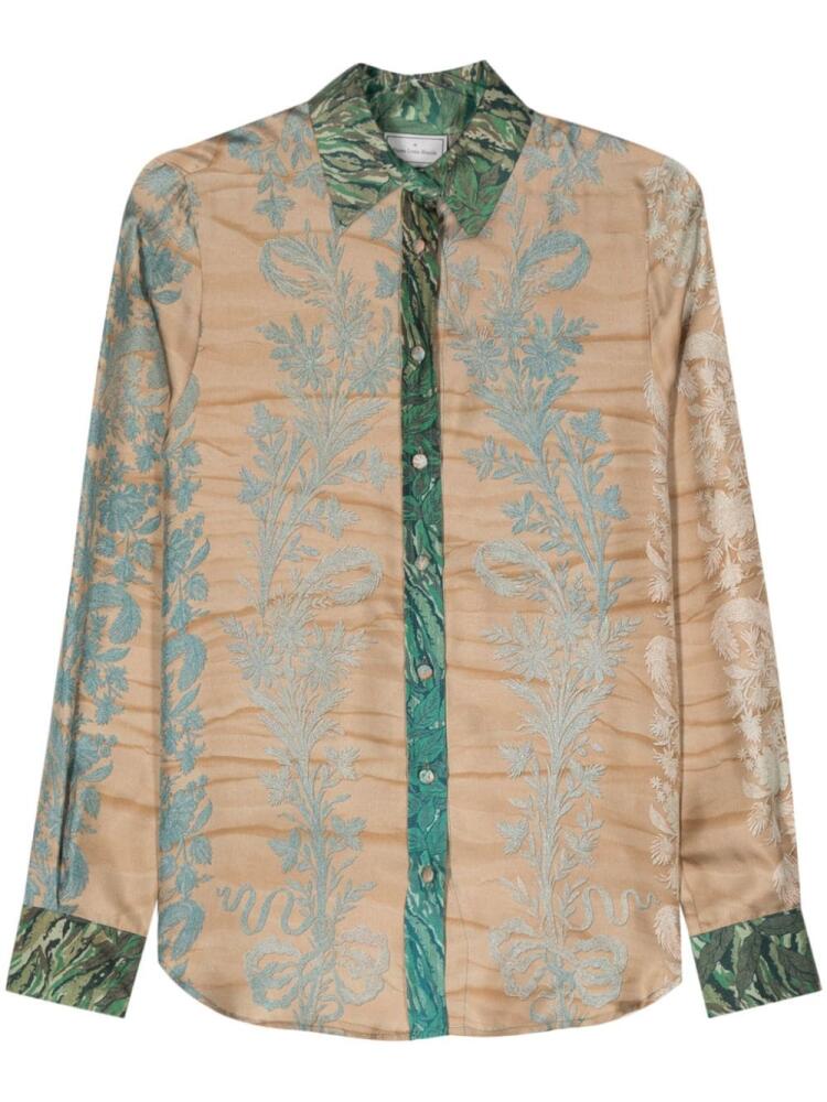 Pierre-Louis Mascia Aloe floral-print silk shirt - Neutrals Cover