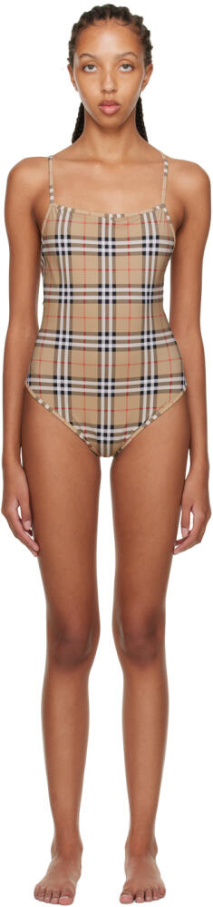 Burberry Beige Delia One-Piece Swimsuit Cover