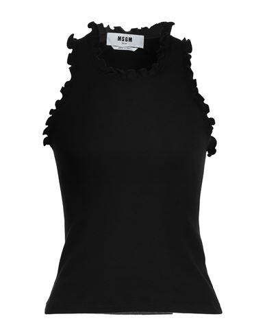 Msgm Woman Top Black Cotton, Elastane Cover