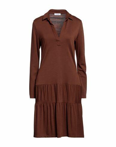 Rosso35 Woman Midi dress Brown Viscose, Wool, Polyamide Cover